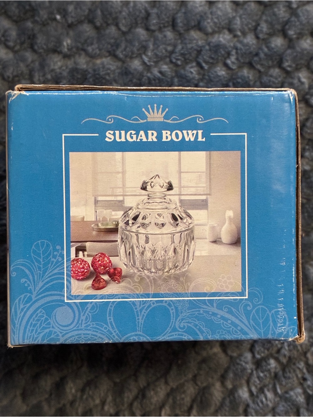 Clear Glass Sugar Bowl with Decorative Lid - Houseware